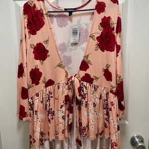 Torrid pink floral babydoll jacket